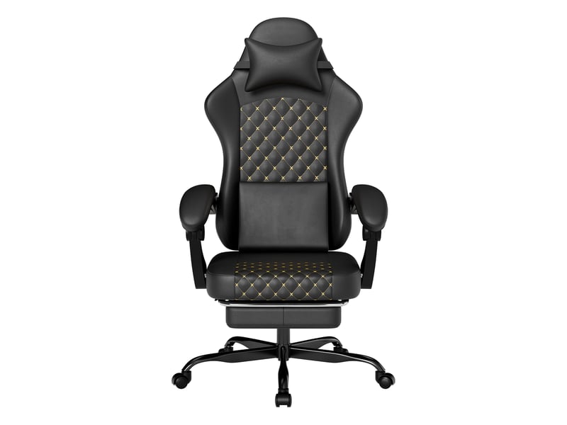 Gaming stuhl pvc leder chaise gamer ergonomique inclinable 135° 58.5x63x120.5cm noir - Conforama A