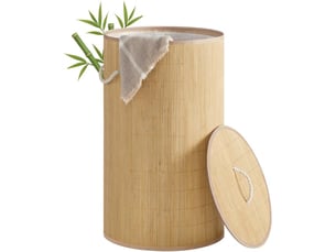 Panier à linge rectangulaire 40 x 70 cm pliable avec couvercle ergonomique finition naturelle en bambou 12_0012198