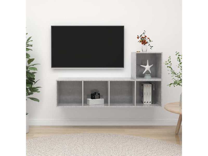  Ensemble de meuble tv - banc tv - meuble de rangement 2 pcs gris béton bois d'ingénierie  - Conforama B
