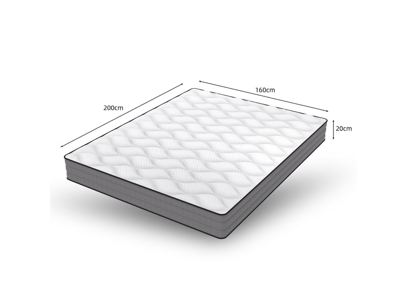  Matelas à ressorts ensachés 160x200 cm h3, mousse à mémoire de forme, 7 zones, housse lyocell blanc gris  - Conforama B