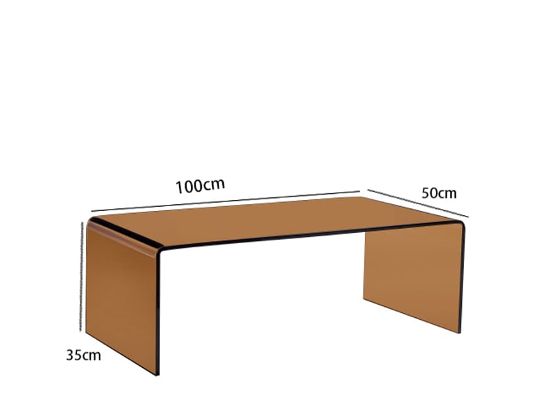  Table basse 100x50x35 cm en verre trempé courbé marron  - Conforama C