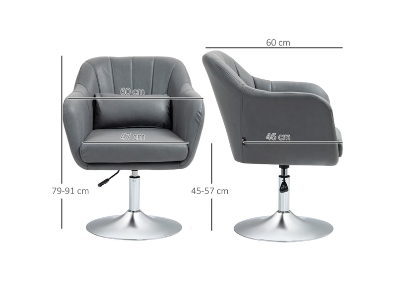  Fauteuil de salon coussins lombaires hauteur réglable pivotant 360° piètement en métal gris foncé  - Conforama C