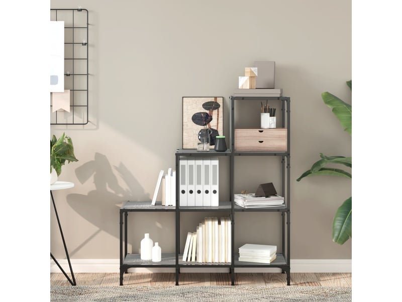  Bibliothèque, meuble de rangement salon sonoma gris 92x30x102 cm bois ingénierie et métal  - Conforama C