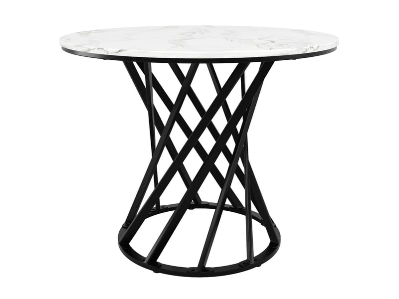Table de cuisine 80×80×76, plateau mdf marbré table à manger, structure métal robuste, pieds réglables, surface facile d'entretien - Conforama A