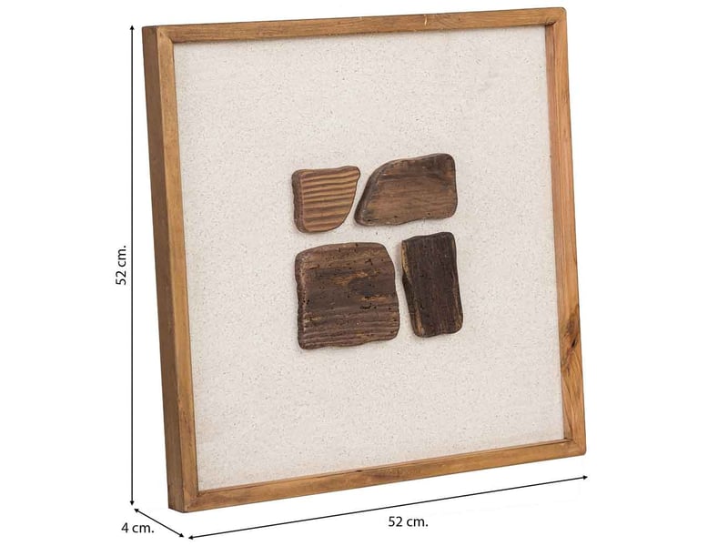 Tableau artisanal en bois recyclé relief beige et marron 52x4x52 cm h - Conforama C