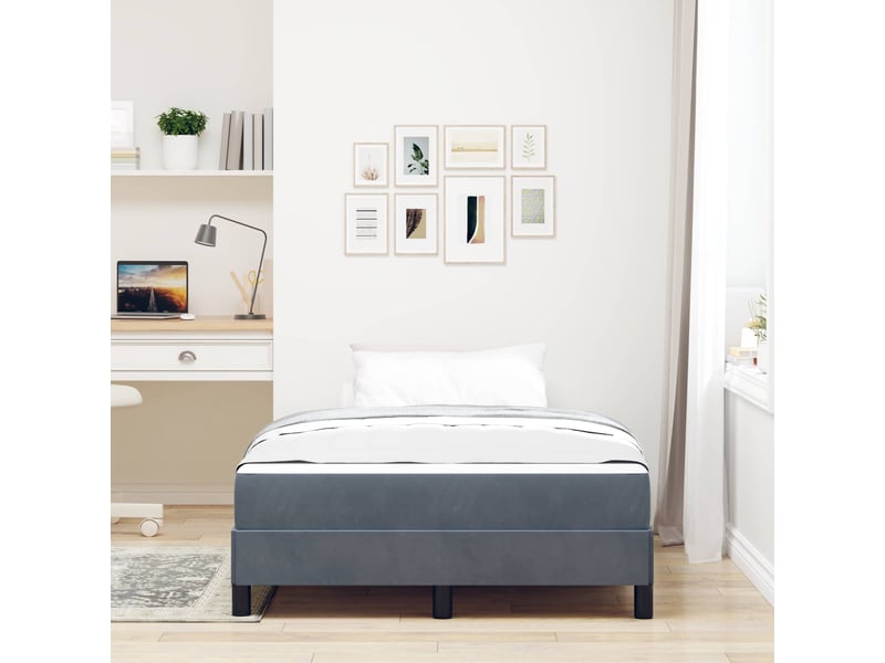  Lit double- lit adulte -  lit à ressorts avec matelas gris foncé 120 x 190 cm tissu  - Conforama C