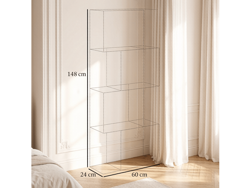  Bibliothèque en s avec 4 étagères, rangement ouvert bicolore bois naturel et blanc  - Conforama C