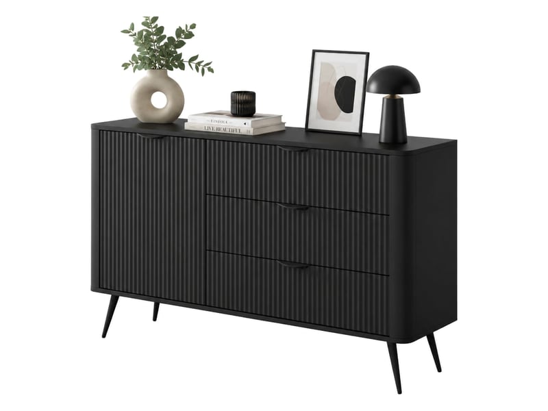  Buffet halilomo, meuble 3 tiroirs, 138x38x81h cm noir Halilomo - Conforama A