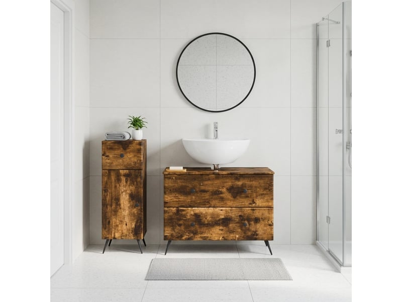 Ensemble de 2 meubles de salle de bain breda chêne fumé cf63091 - Conforama B