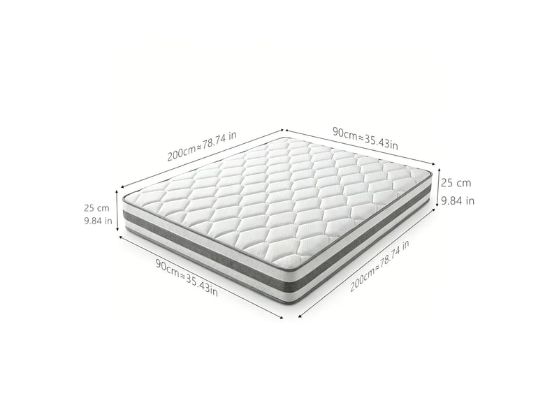  Matelas 90x200 cm h4, 7 zones, ressorts ensachés, mousse confort, ergonomique, 25 cm, oeko-tex, blanc  - Conforama B
