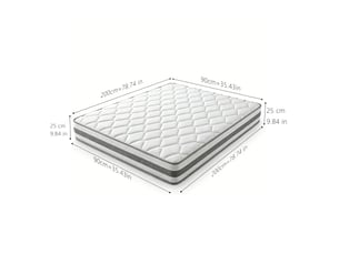 Matelas 90x200 cm <strong>HAVRYA</strong>  <strong></strong> Ressorts ensachés + mousse soutien Ferme épaisseur 25 cm