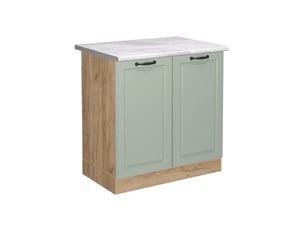 Vicco meuble bas sous-évier, mint campagnechêne doré, 80cm plan de travail marbre