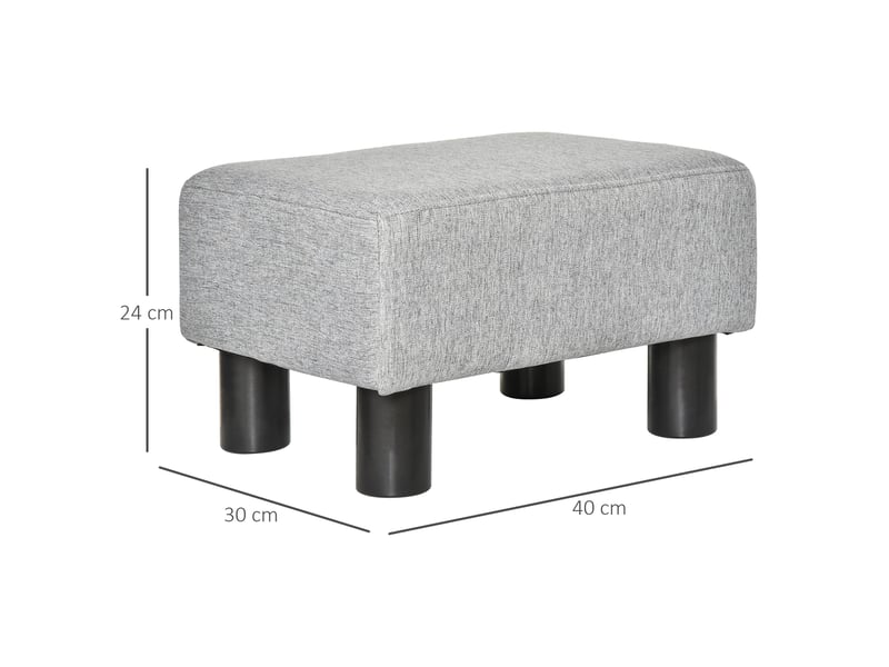  Lot de 2 poufs repose-pied tabouret bas en tissu de lin capacité de charge 150 kg gris 40 x 30 x 24 cm  - Conforama C