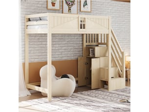 Lit mezzanine 90x200 cm <strong></strong> <strong>OMNIGLINT TRADING LTD</strong> coloris naturel