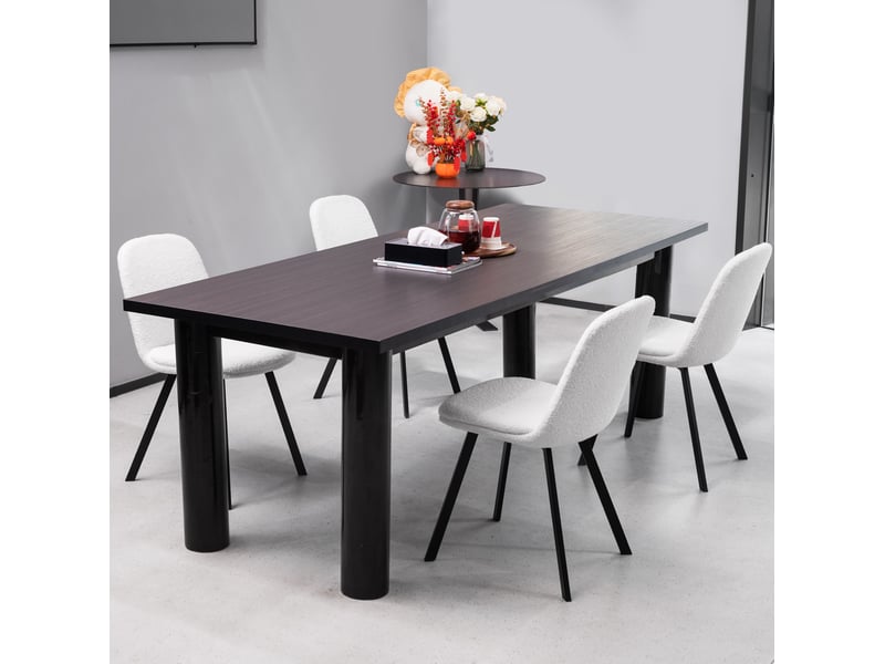  Lot de 2 chaises de salle à manger en tissu teddy beige avec structure en métal  - Conforama B
