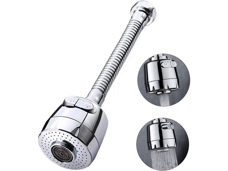  Aérateur de robinet pivotant à 360 degrés qoosea, 2 modes réglables, filtre de douche, pulvérisateur pour cuisine et salle de bain (long)  - Conforama A