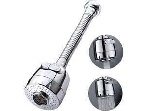 Aérateur de robinet pivotant à 360 degrés qoosea, 2 modes réglables, filtre de douche, pulvérisateur pour cuisine et salle de bain (long)