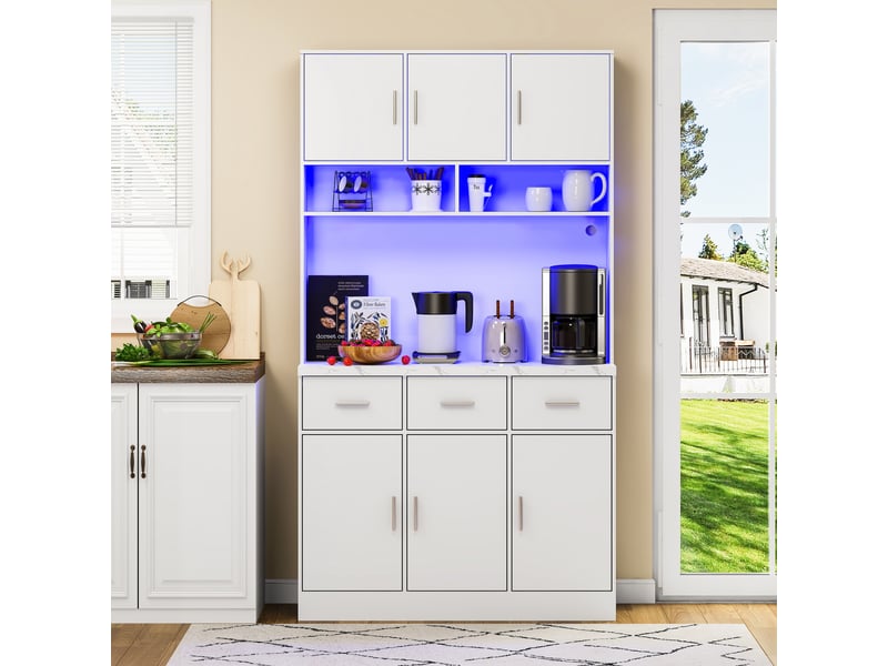  Table à manger multifonctionnelle de 180cm avec éclairage led,trous de gestion des câbles et prises  - Conforama C