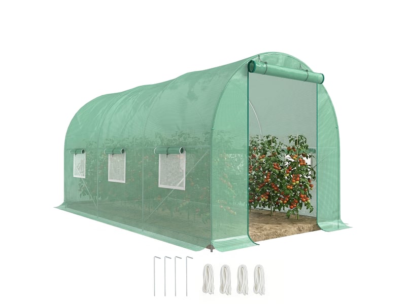  Serre de jardin tunnel 4,5l x 2l x 2h m châssis tubulaire acier galvanisé renforcé 1,8 cm 6 fenêtres 1 porte  - Conforama A
