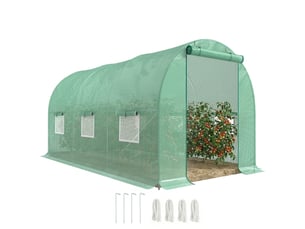 Serre de jardin tunnel 4,5l x 2l x 2h m châssis tubulaire acier galvanisé renforcé 1,8 cm 6 fenêtres 1 porte