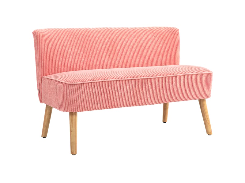  Canapé 2 places en tissu et bois massif rose 117 x 56.5 x 77 cm  - Conforama A