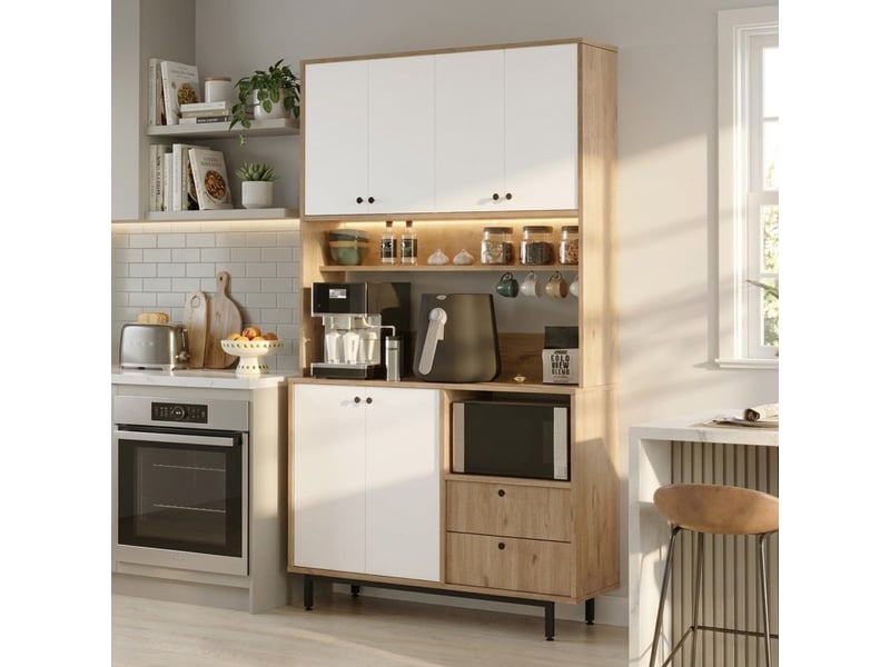  Buffet de rangement multiusage avec étagères et portes thromex - blanc  - Conforama B