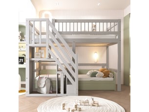 Lit superposé 90x200 cm <strong>OKWISH</strong> <strong></strong> coloris gris