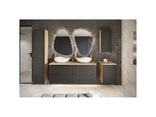 Meuble sous vasque yoka – 2 tiroirs – chêne clair et noir – l70 × p46 × h57 cm – à suspendre