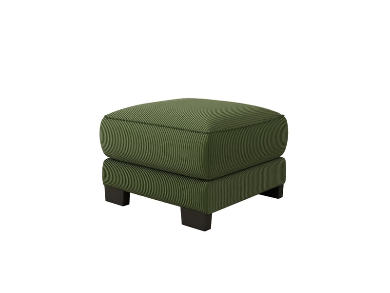  Pouf de salon - pouf mason en velours tricoté vert, 72.5 x 67 x 53 cm, velours côtelé, pour salon, tissu velours côtelé de haute  - Conforama E
