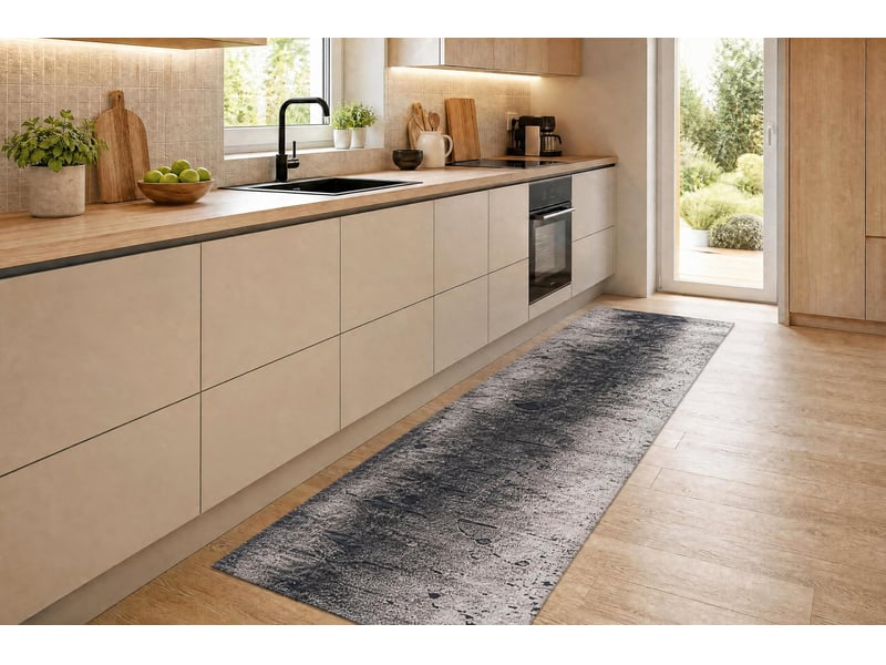  Tapis de couloir antidérapant lotus beton 60940 béton beige lavable 100 cm  100x930 cm  - Conforama E