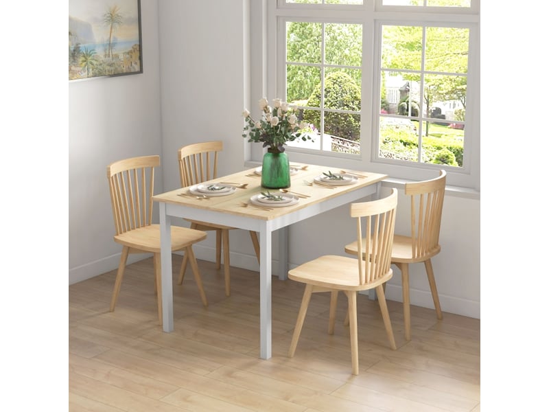Table de salle à manger pour 4 personnes avec plateau 120 × 75 cm, style maison de campagne, en pin, naturel - Conforama B