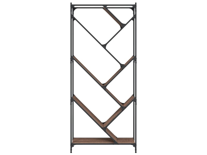  Bibliothèque, étagère de rangement chêne marron 79x30x180 cm bois ingénierie et métal  - Conforama E