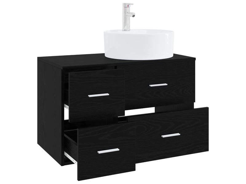  Ensemble de mobilier de salle de bain 2 pc chêne noir cf64109  - Conforama C