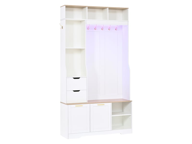 Portemanteau avec banc et rangement 100 x 186 cm en mdf blanc - Conforama R