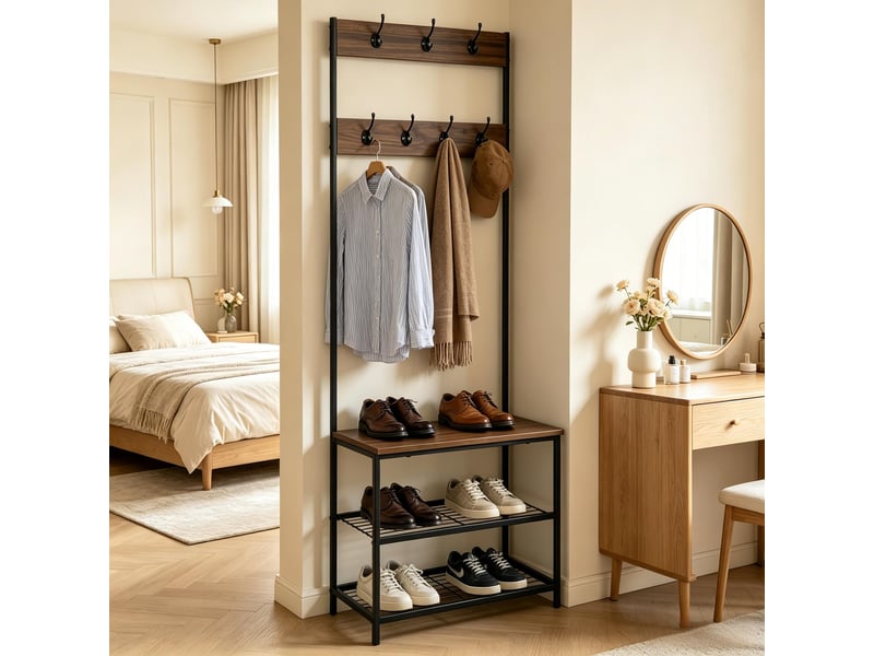Porte-manteau moderne multifonction 3-en-1, rangement vêtements pour entrée - Conforama B