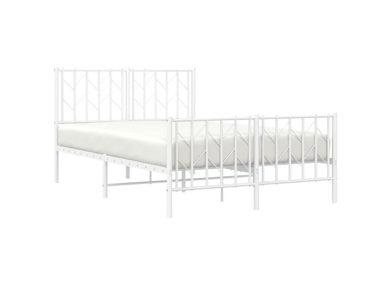  Lit double- lit adulte -  cadre de lit métal sans matelas et pied de lit blanc 120x200 cm  - Conforama B