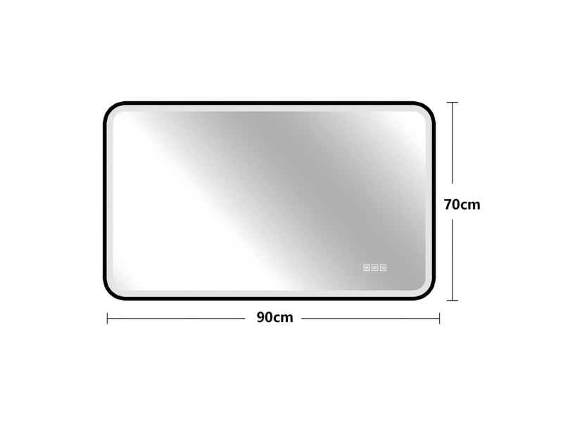  Miroir de salle de bains led 90x70 cm noir, anti-buée, ip44  - Conforama C