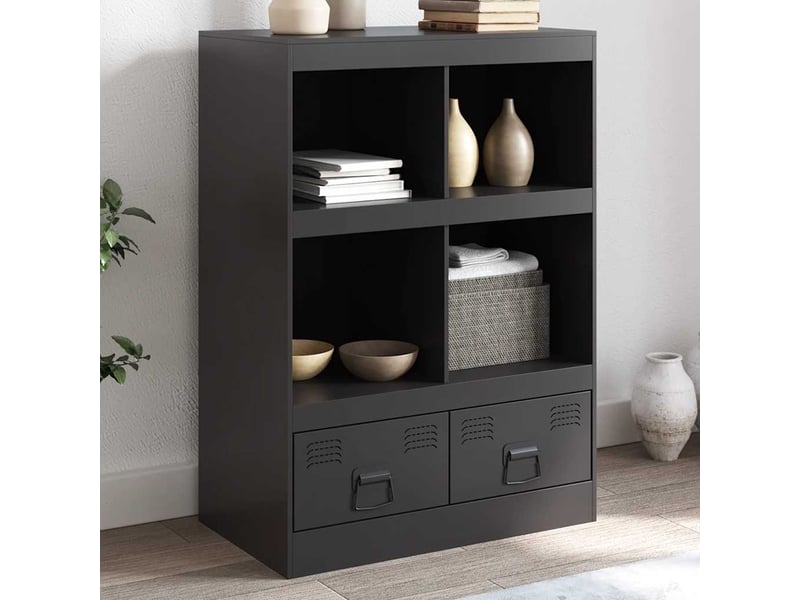  Buffet haut - bahut - meuble de rangement noir 67x39x95 cm acier  - Conforama B