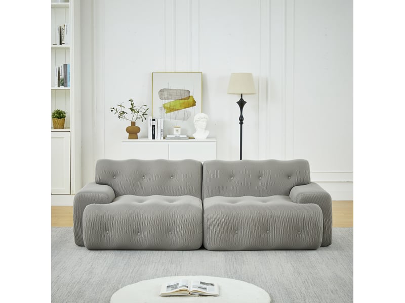  Canapé 2 places gris en tissu 3d, 224 x 104 x 66 cm  - Conforama B