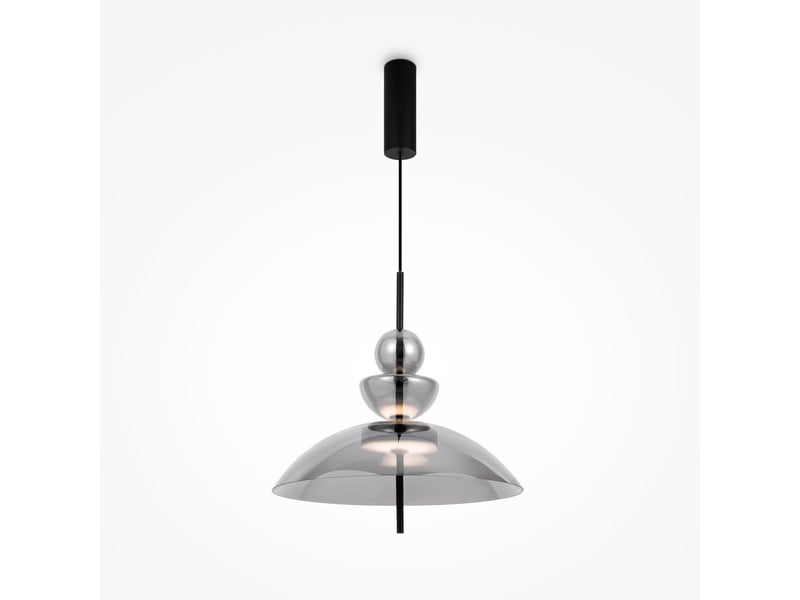  Maytoni bangkok plafonnier moderne en forme de dôme de 40 cm, noir, 3 000 k, 1 300 lm, abat-jour fumé  - Conforama A