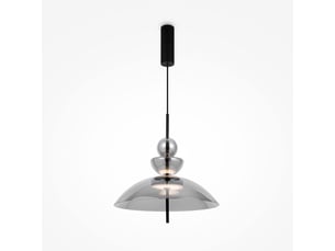 Maytoni bangkok plafonnier moderne en forme de dôme de 40 cm, noir, 3 000 k, 1 300 lm, abat-jour fumé