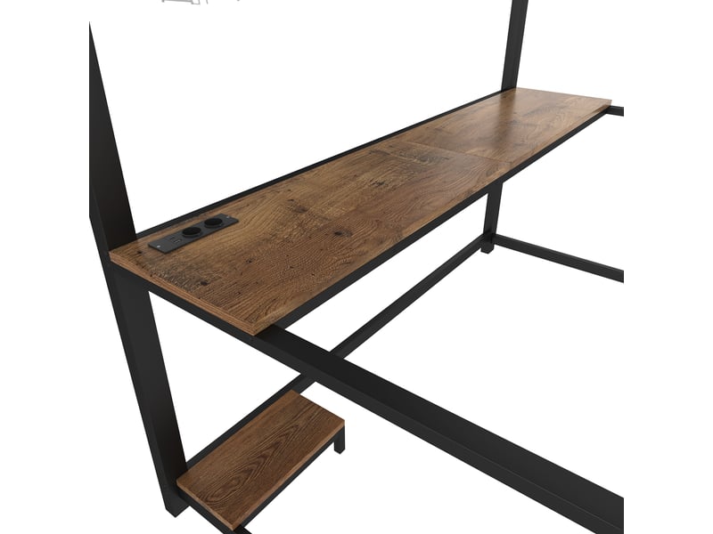  Lit mezzanine enfant 140x200 cm avec led, bureau et usb, métal et mdf, noir, sans matelas  - Conforama R