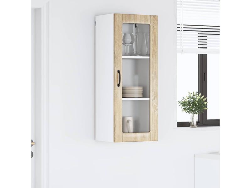  Meuble mural de cuisine, cabinet en verre mural chêne sonoma 40x31x100cm shl9568  - Conforama D