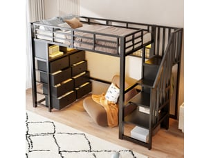 Lit mezzanine 90x200 cm <strong>COVREO </strong>  <strong></strong> coloris noir