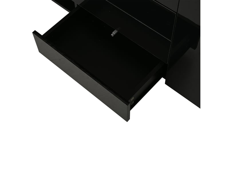 Buffet noir brillant 2 portes 4 tiroirs avec éclairage led 160 cm - Conforama W