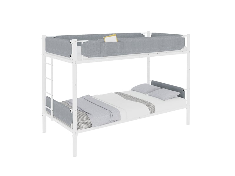  Lit superposé 90x190 cm en fer blanc, séparable en 2 lits avec barrières amovibles  - Conforama A