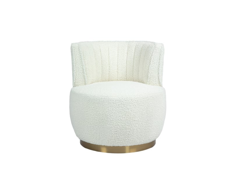  Chaise pivotante - velours teddy - blanc - 62,5x62x69,5 cm - rotation 360°  - Conforama A