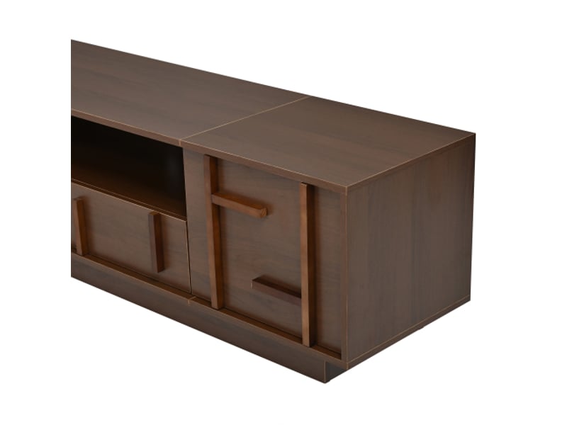  Meuble tv bas mdf 180x40x45 cm - 4 tiroirs, 1 porte, 2 étagères - écran jusqu'à 75 pouces - salon  - Conforama E