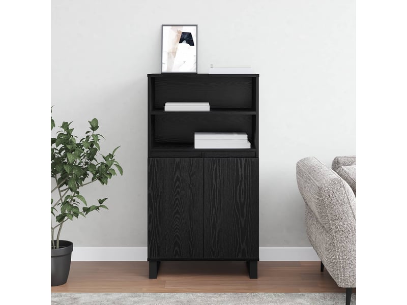 Buffet - haut armoire noir 60 x 36 x 110 cm bois d'ingénierie - Conforama D