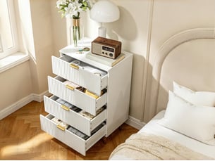 Commode 4 tiroir(s) BGSRYAO coloris blanc largeur 60 cm